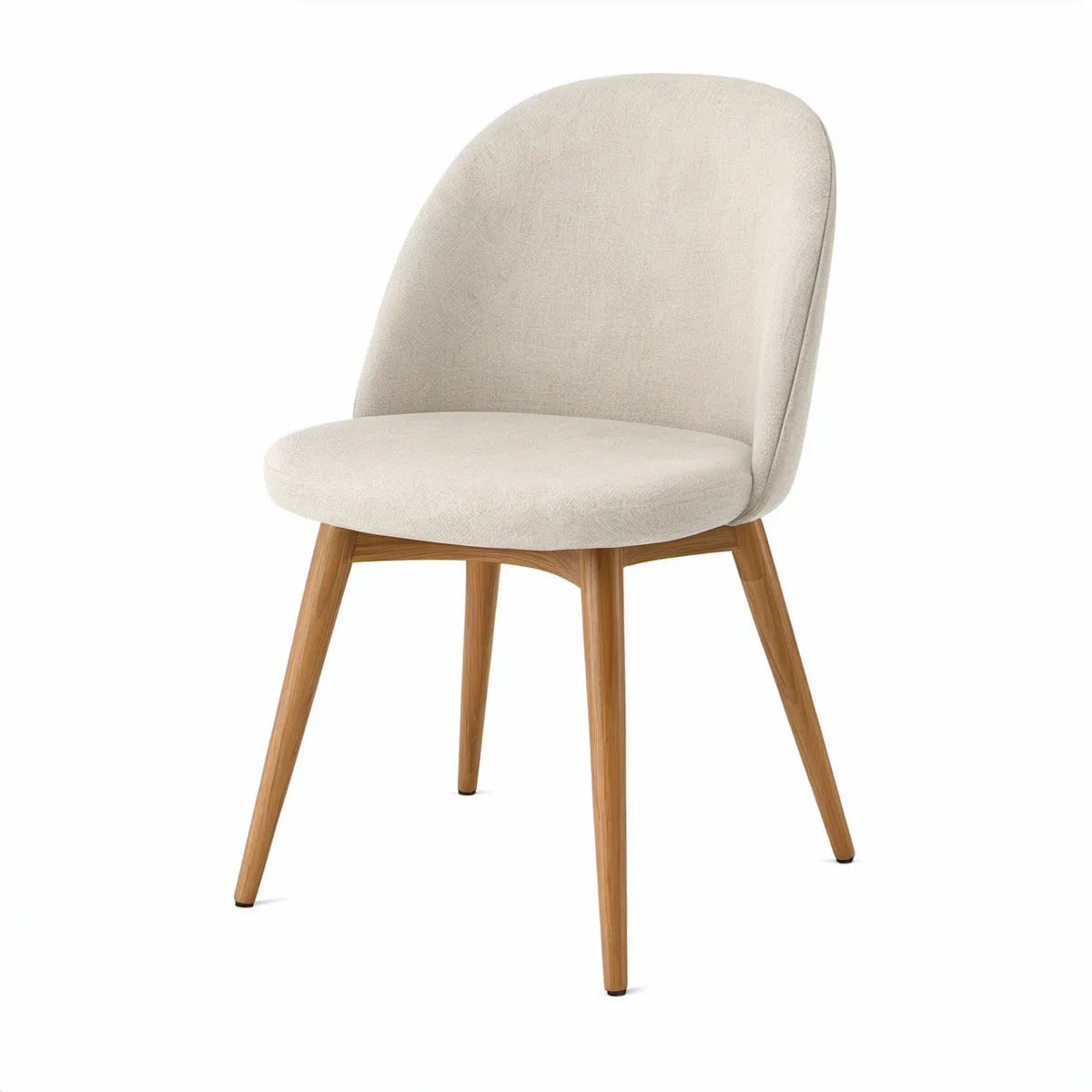 Spisebordsstol med polstret ryg, beige polyester og ben i massivt gummitræ, 48 x 56 x 84 cm